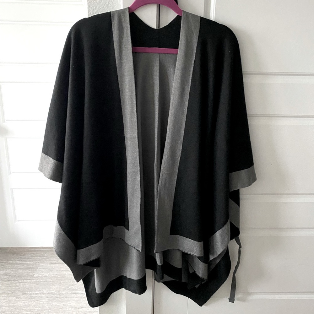 Dillards Color Block Reversible Poncho Shawl Wrap - image 2